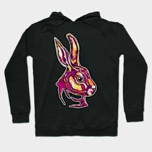 Pink rabbit with psychedelic colors, magenta bunny face Hoodie